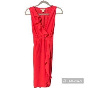 Motherhood Maternity Hot Pink Wrap Dress with Ruffles - Size M